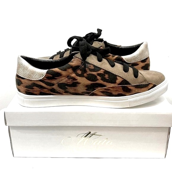Abata Leopard and Snakeskin Print Lace Up Low Top Coco Sneakers NIB Size 10.5-11 - Picture 1 of 10